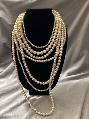 Worthington Layered Ivory Faux Pearl 7 Strand Necklace NWT